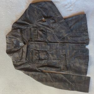 BKE Women's Plaid Camouflage Cargo Jacket